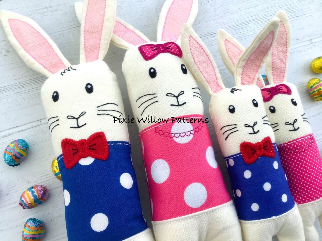 ITH Bunny stuffie, set of girl AND boy bunny patterns. 2 x In the hoop ...