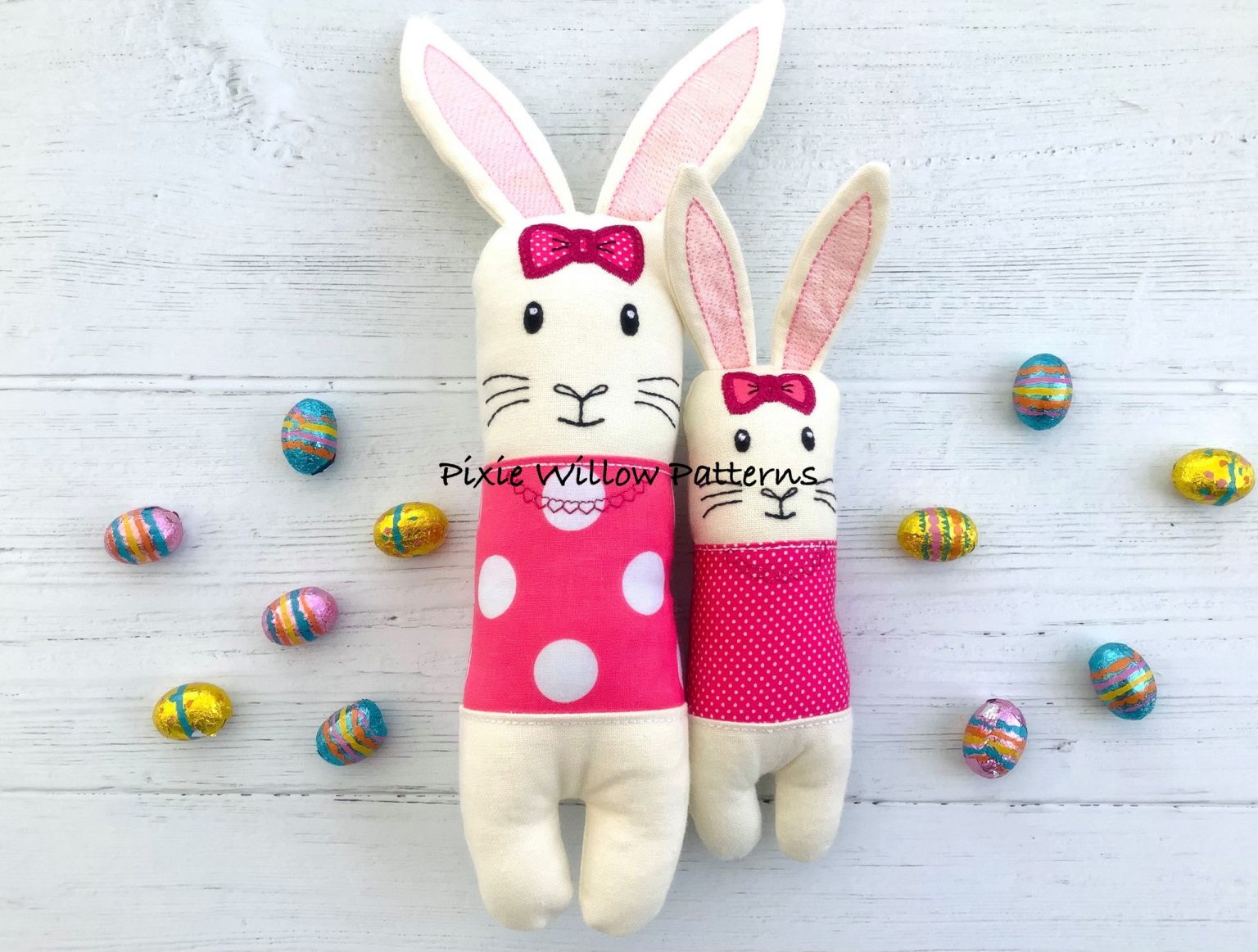 ITH Bunny stuffie, set of girl AND boy bunny patterns. 2 x In the hoop ...