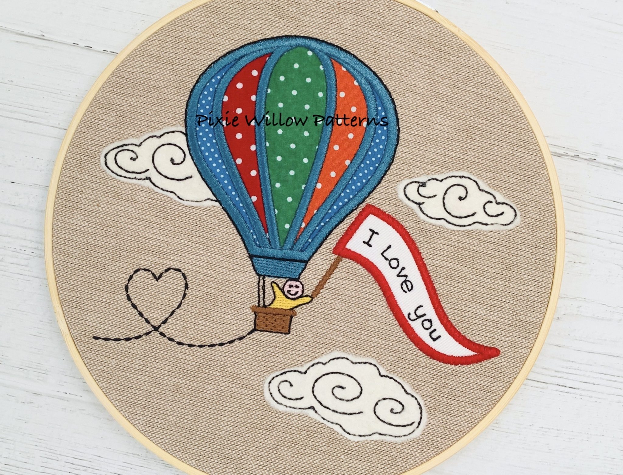 Hot Air Balloon Applique pattern. Set of 2 machine embroidery hot air