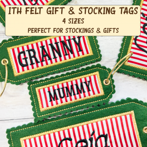 ITH Felt Stocking Name Tag for Christmas. In 4 Sizes.
