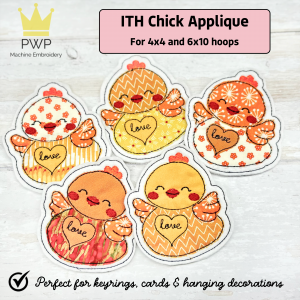 ITH Chick Applique. Machine Embroidery Pattern for 4x4 and 6x10 Hoops
