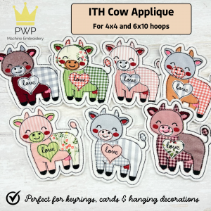ITH Cow Applique for 4x4 and 6x10 hoops