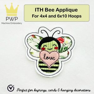 ITH Bumble Bee Applique. Machine Embroidery Pattern for 4x4 and 6x10 hoops