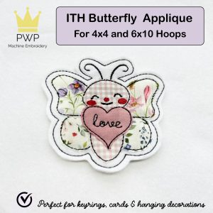 ITH Butterfly Applique, Machine Embroidery pattern for 4x4 and 6x10 hoops