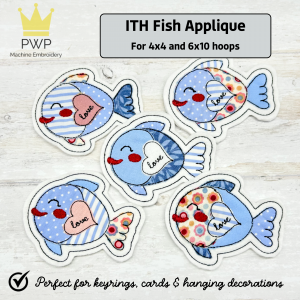 ITH Fish Applique. Machine Embroidery Pattern for 4x4 and 6x10 Hoops